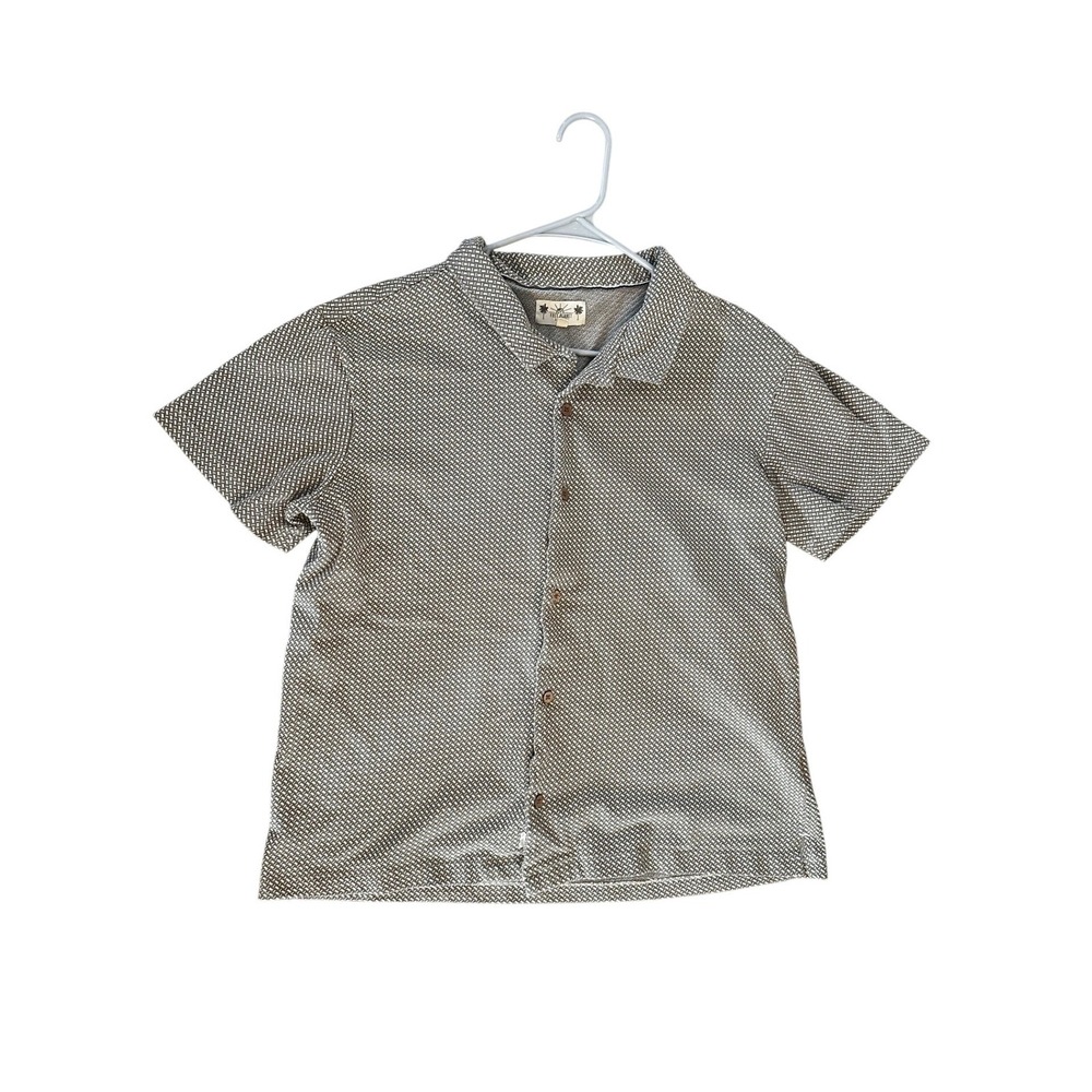 Free Planet Mens XLarge Geometric‎ Print Button Up Short Sleeve Casual Shirt